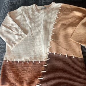 Multiples Cream Ribbed Sweater - med